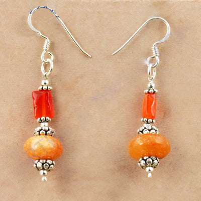 Orange Gemstone Dangle Earrings | 925 Sterling Silver | For Women