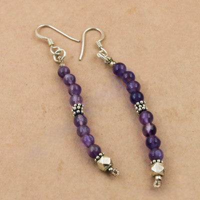 925 Silver Amethyst Beaded Earrings for Women | Dangle Jewelry