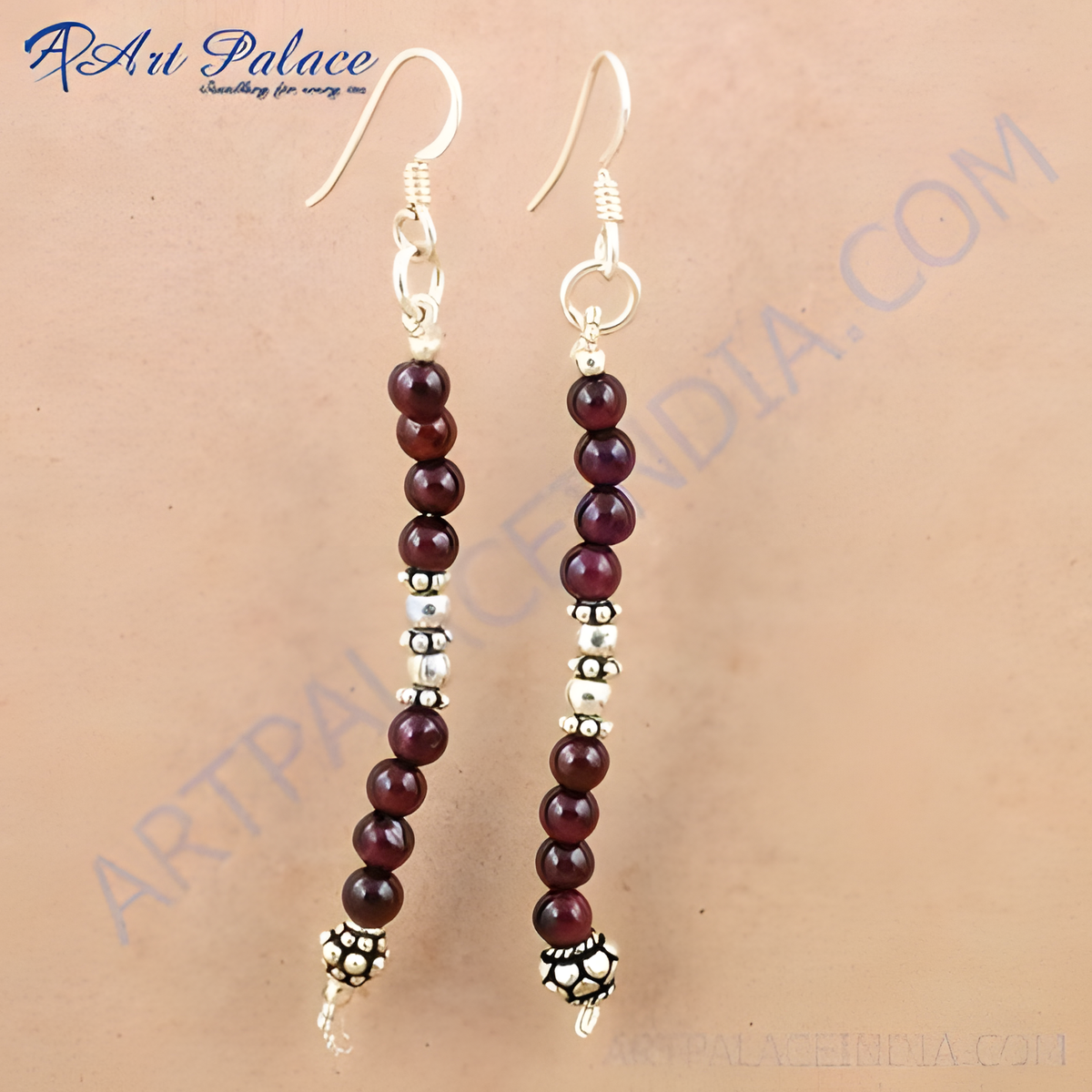 925 sterling silver dangle earrings with vibrant red garnet beads for women