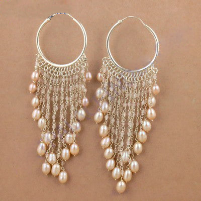 Silver Pearl Tassel Earrings for Women | Dangle Earrings