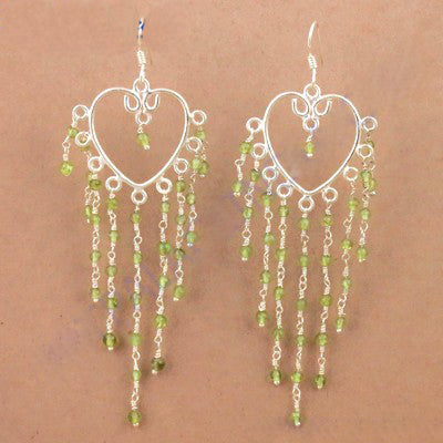 925 Silver Peridot Dangle Earrings for Women | Green Gemstone Jewelry