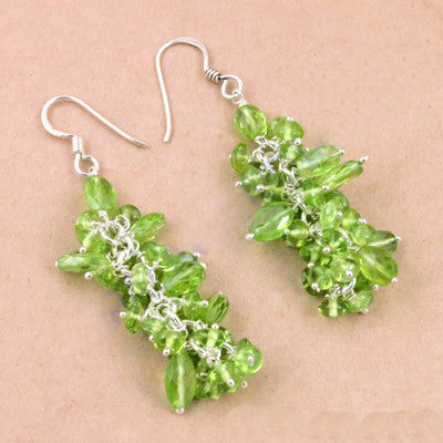 925 Silver Peridot Earrings | Green Gemstone Drop Earrings for Women