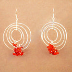 Load image into Gallery viewer, 925 Sterling Silver Circle Earrings with Red Gemstones | For Women

