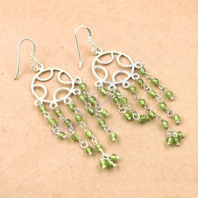 925 Silver Peridot Dangle Earrings | Green Gemstone Jewelry