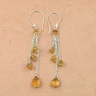 925 Silver Citrine Dangle Earrings for Women | Daily Wear