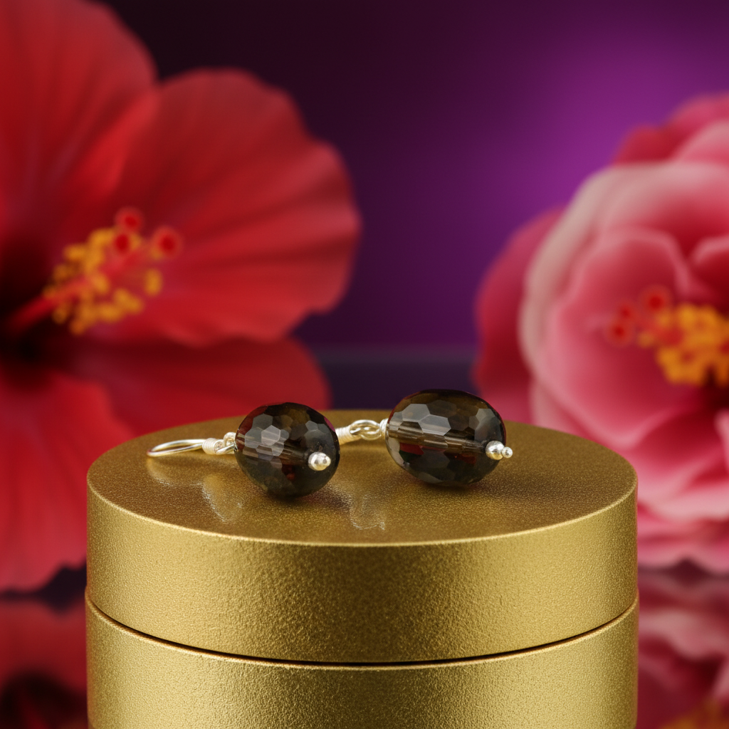 Smoky Quartz Sterling Silver Earrings | Faceted Gemstone Jewelry