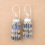 Load image into Gallery viewer, 925 Silver Blue Gemstone Tassel Earrings for Women | Dangle Earrings

