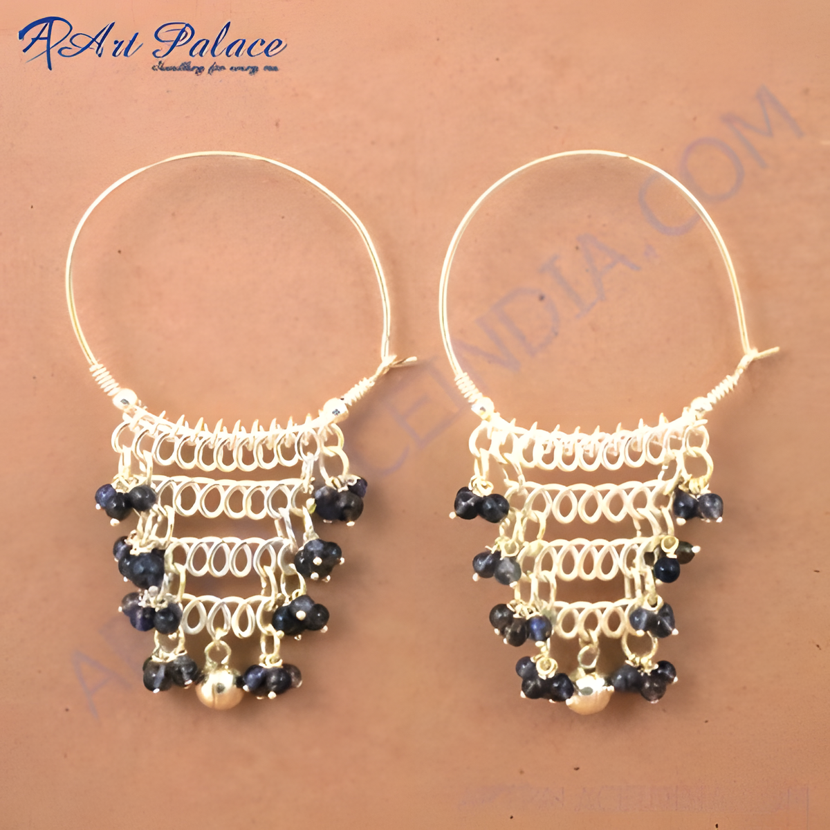 925 sterling silver dangle earrings with blue gemstone accents