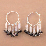 Load image into Gallery viewer, 925 Silver Moonstone &amp; Garnet Hoop Earrings for Women
