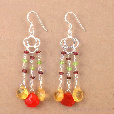 925 Silver Gemstone Dangle Earrings for Women | Daily Wear