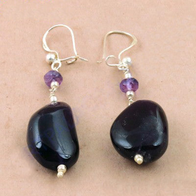 Amethyst Drop Earrings | 925 Silver | Natural Stone Jewelry