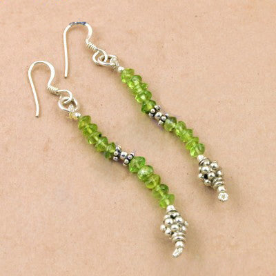 925 Silver Peridot Drop Earrings for Women | Green Gemstone Jewelry