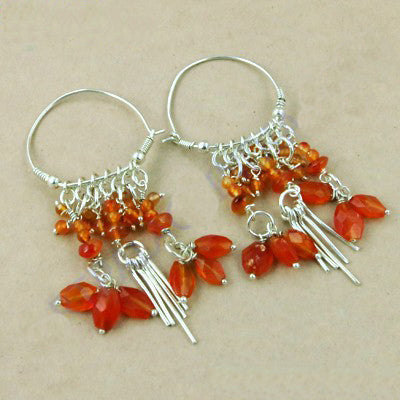 925 Silver Carnelian Drop Earrings for Women | Gemstone Jewelry