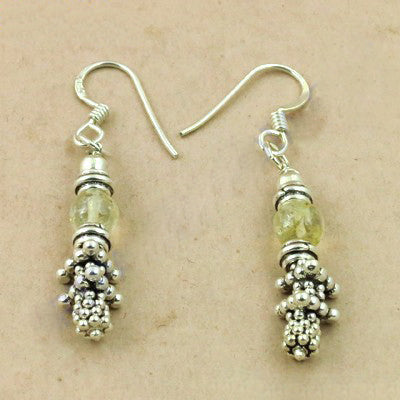 925 Silver Citrine Beaded Earrings for Women | Daily Wear