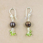 Load image into Gallery viewer, Silver Pearl &amp; Peridot Drop Earrings for Women | Dangle Earrings

