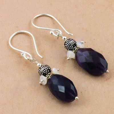 925 Silver Amethyst Drop Earrings for Women | Gemstone Jewelry