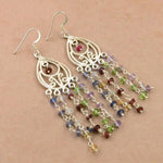 Load image into Gallery viewer, 925 Silver Chandelier Earrings with Gemstone Dangles for Women
