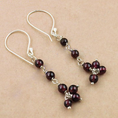 925 Silver Garnet Drop Earrings for Women | Gemstone Jewelry