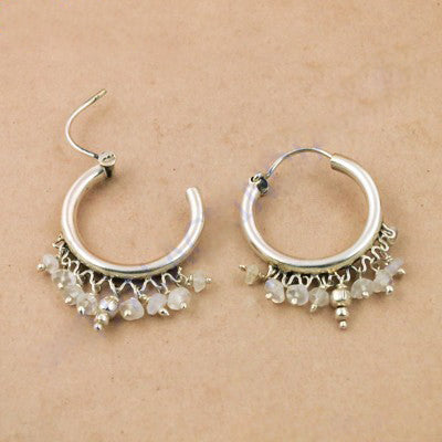 925 Silver Moonstone Hoop Earrings | Women's Dangle Jewelry