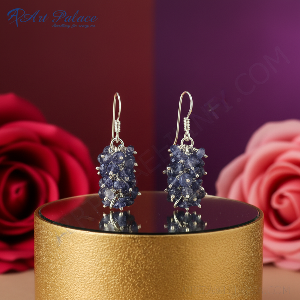 925 Silver Blue Sapphire Drop Earrings for Women | Gift