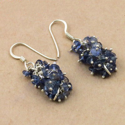 925 Silver Blue Sapphire Drop Earrings for Women | Gift