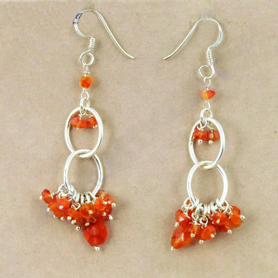 925 Sterling Silver Carnelian Stone Earrings for Women