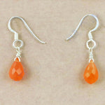 Load image into Gallery viewer, 925 Silver Orange Carnelian Teardrop Earrings for Women
