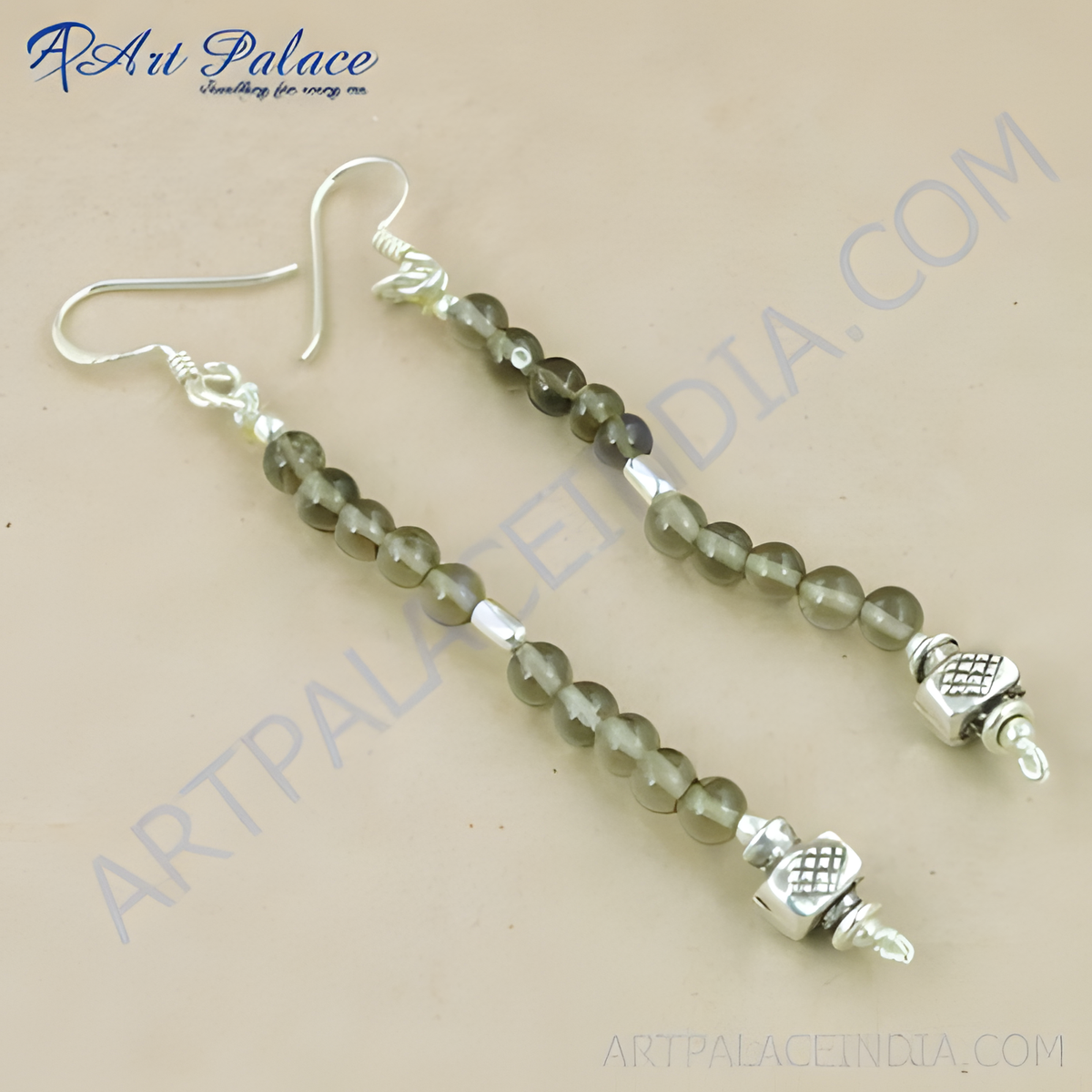 925 sterling silver dangle earrings with smoky quartz beads