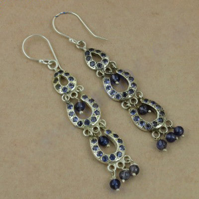 925 Silver Iolite Drop Earrings for Women | Dangle Earrings
