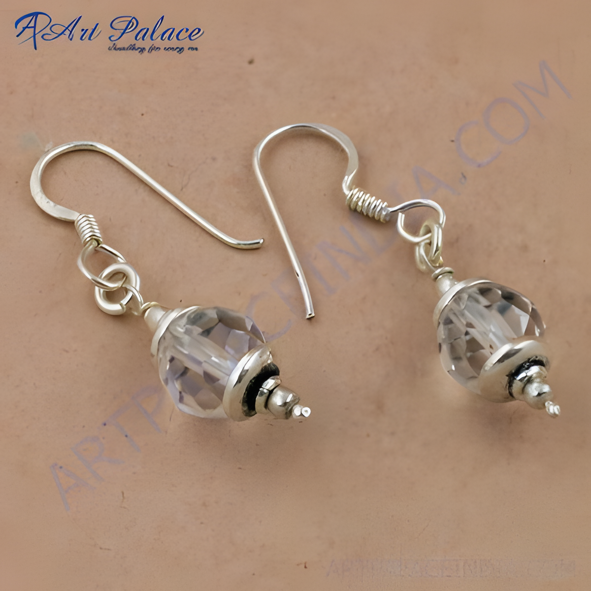 925 sterling silver dangle earrings with clear crystal beads and hook closures