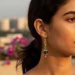 Load image into Gallery viewer, 925 Silver Peridot &amp; Black Pearl Drop Earrings for Women
