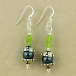 Load image into Gallery viewer, 925 Silver Peridot &amp; Black Pearl Drop Earrings for Women

