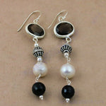 Load image into Gallery viewer, 925 Silver Smoky Quartz &amp; Pearl Drop Earrings | Women's Jewelry
