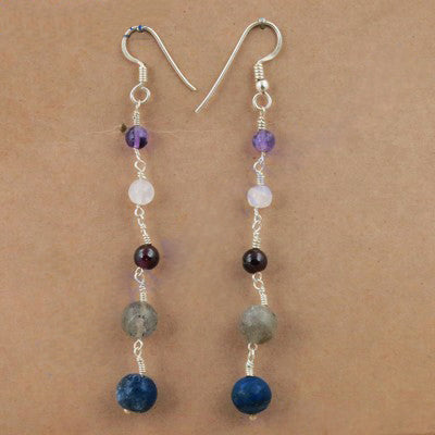 925 Silver Gemstone Drop Earrings | Amethyst, Garnet, Daily Wear