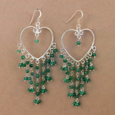 925 Silver Emerald Heart Earrings for Women | Dangle Jewelry