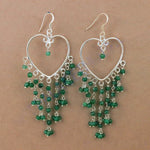 Load image into Gallery viewer, 925 Silver Emerald Heart Earrings for Women | Dangle Jewelry
