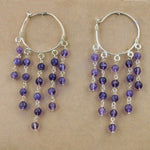 Load image into Gallery viewer, 925 Silver Amethyst Beaded Hoop Earrings for Women | Gift
