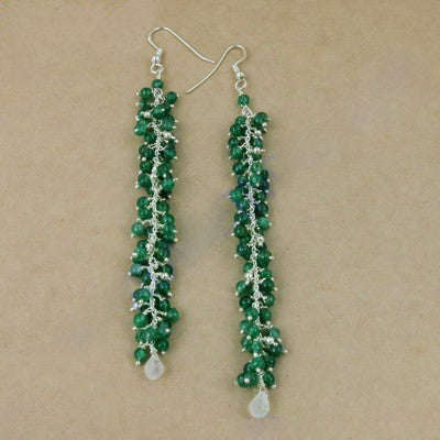 Emerald Bead Drop Earrings | 925 Silver | Women's Jewelry Gift