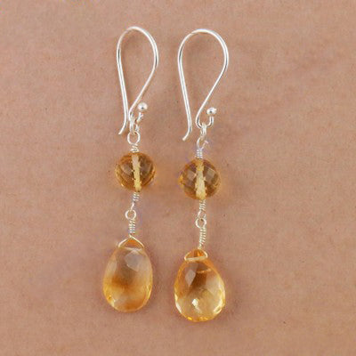 Citrine Gemstone Dangle Earrings | 925 Silver | Women's Jewelry