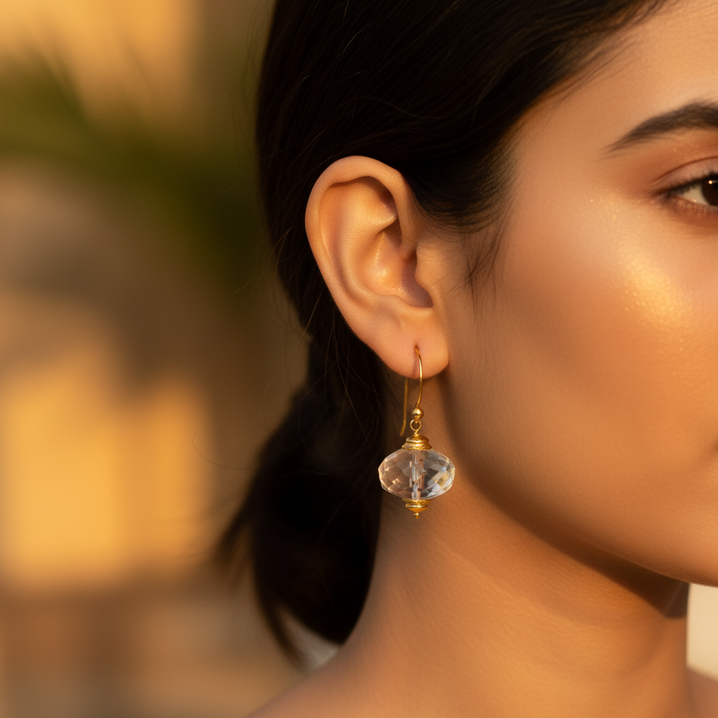 Gold plating crystal beaded dangle earrings | women's jewelry gift