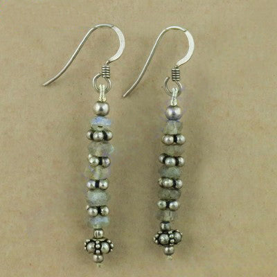 925 Silver Beaded Drop Earrings for Women | Gemstone Jewelry
