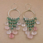 Load image into Gallery viewer, 925 Silver Green &amp; Pink Gemstone Dangle Earrings | For Women
