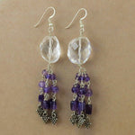 Load image into Gallery viewer, Silver Amethyst &amp; Crystal Dangle Earrings for Women | Gift
