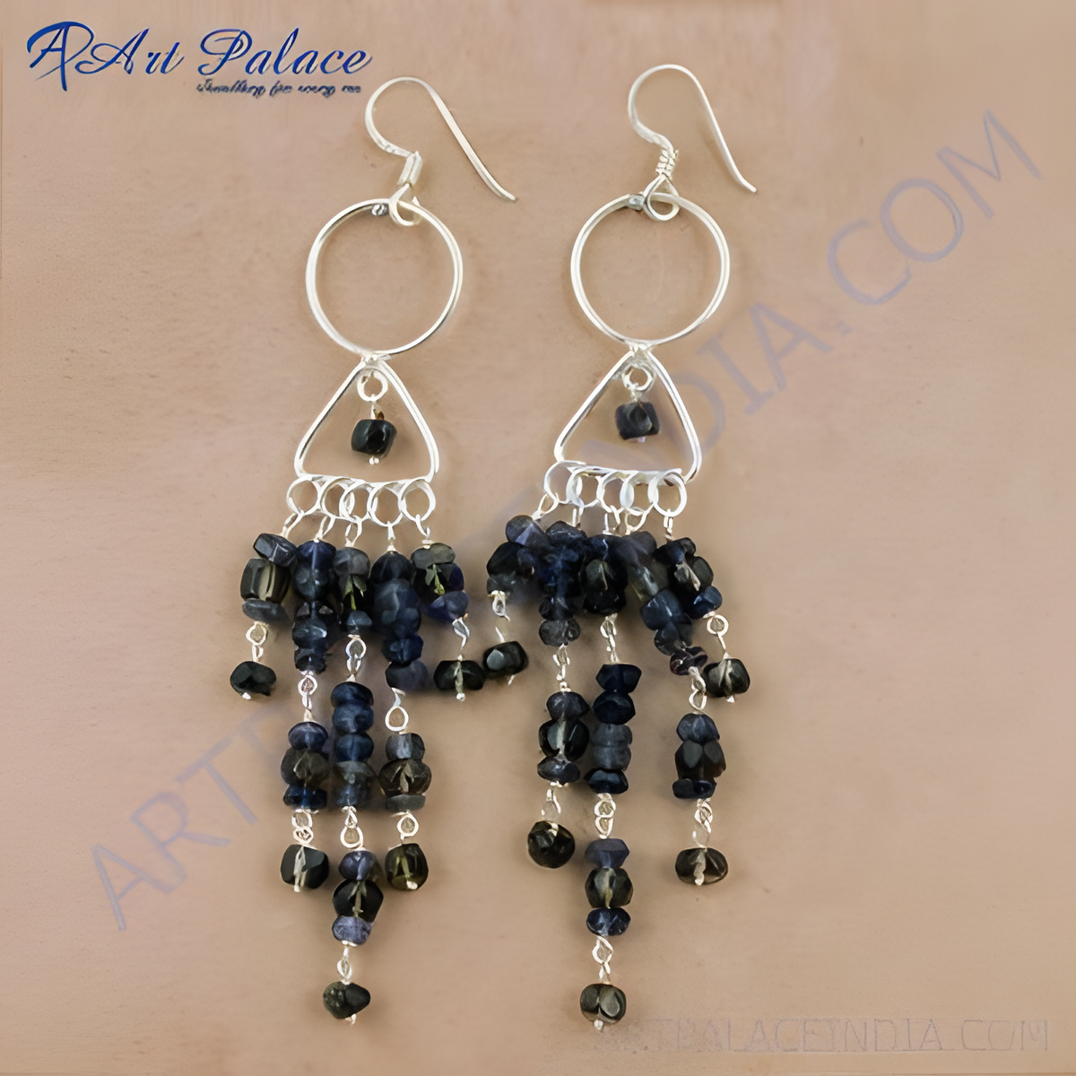 925 sterling silver drop earrings with blue iolite gemstones, a beautiful piece of jewelry for women