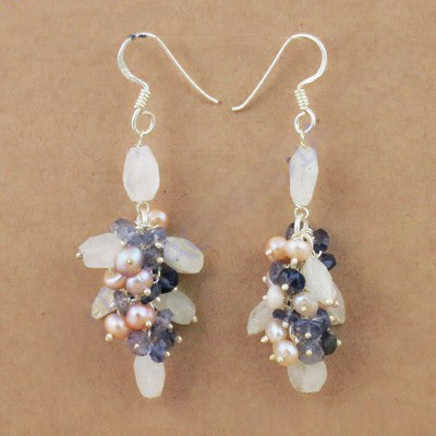 925 Silver Pearl & Gemstone Dangle Earrings | Women's Jewelry