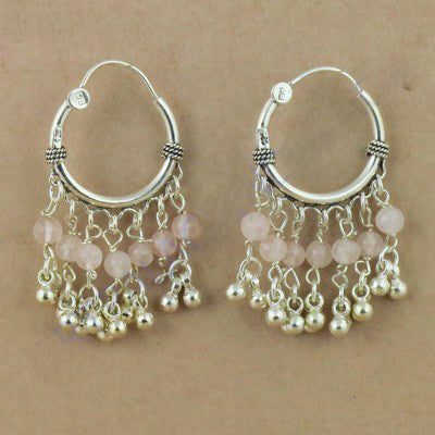 925 Silver Rose Quartz Earrings for Women | Dangle Earrings