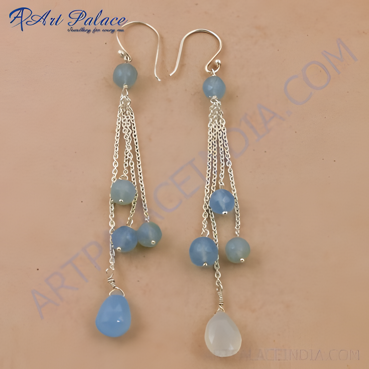 925 sterling silver dangle earrings with blue gemstones and a pear shaped drop, perfect for women