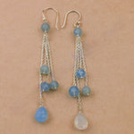 Load image into Gallery viewer, 925 Silver Blue Gemstone Dangle Earrings for Women
