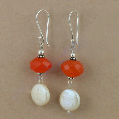 925 Silver & Orange Gemstone Dangle Earrings | Women's Jewelry
