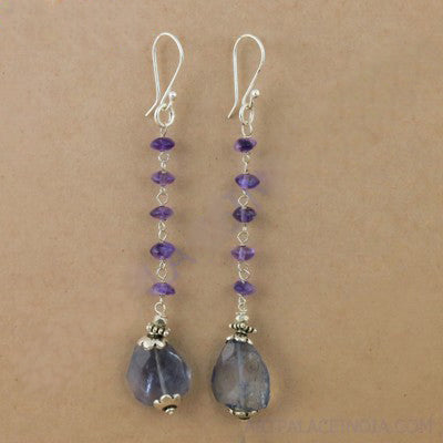 925 Silver Amethyst Drop Earrings for Women | Gemstone Jewelry